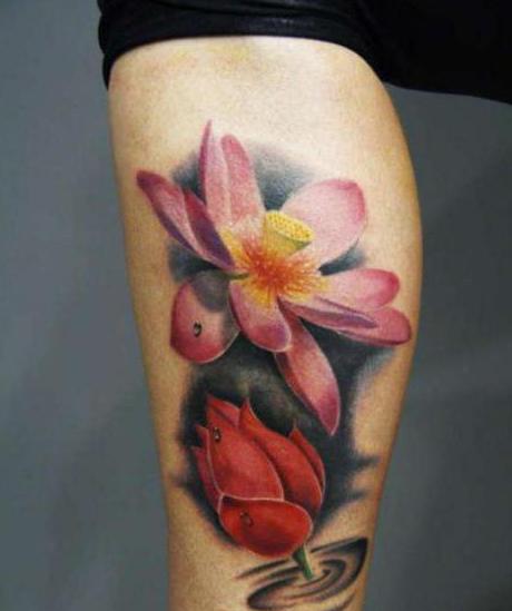 kukka tatuointi jalka nousi lilja ja mustat kukat